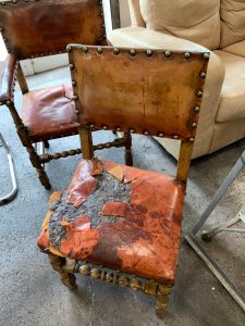 Ripped leather to antique dining chair