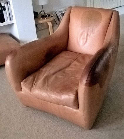 Balzac chair aniline leather staining