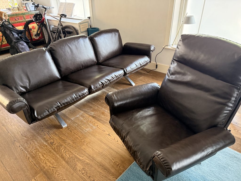 DeSede DS31 sofa and DS-35 Armchair restoration and reupholstery
