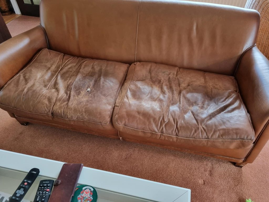 Before restoration photo of laura ashley sofa